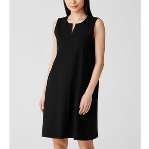 Eileen Fisher Black Shift Dress Size Medium Organic Cotton Minimalist Lagenlook